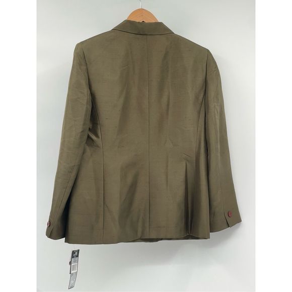 Kasper Blazer Silk Jacket Women's Size 12P‎ 12 Petite Green Jacket Suit New - Picture 2 of 12
